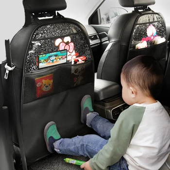 Nove Pu Usnje Avto Sedeža Kritje Otroci Risanka Avtomobilski Sedež Back Protector za Otroke Baby Skladiščenje Pocket Rabo, Odporna Proti-kick Mat
