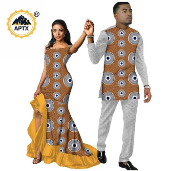 Afriška Oblačila za Pare Afriške Obleke za Ženske in Moške Obleke Ujemanje Par Oblačila Afriki Ankara Tiskanja Oblačila S20C009