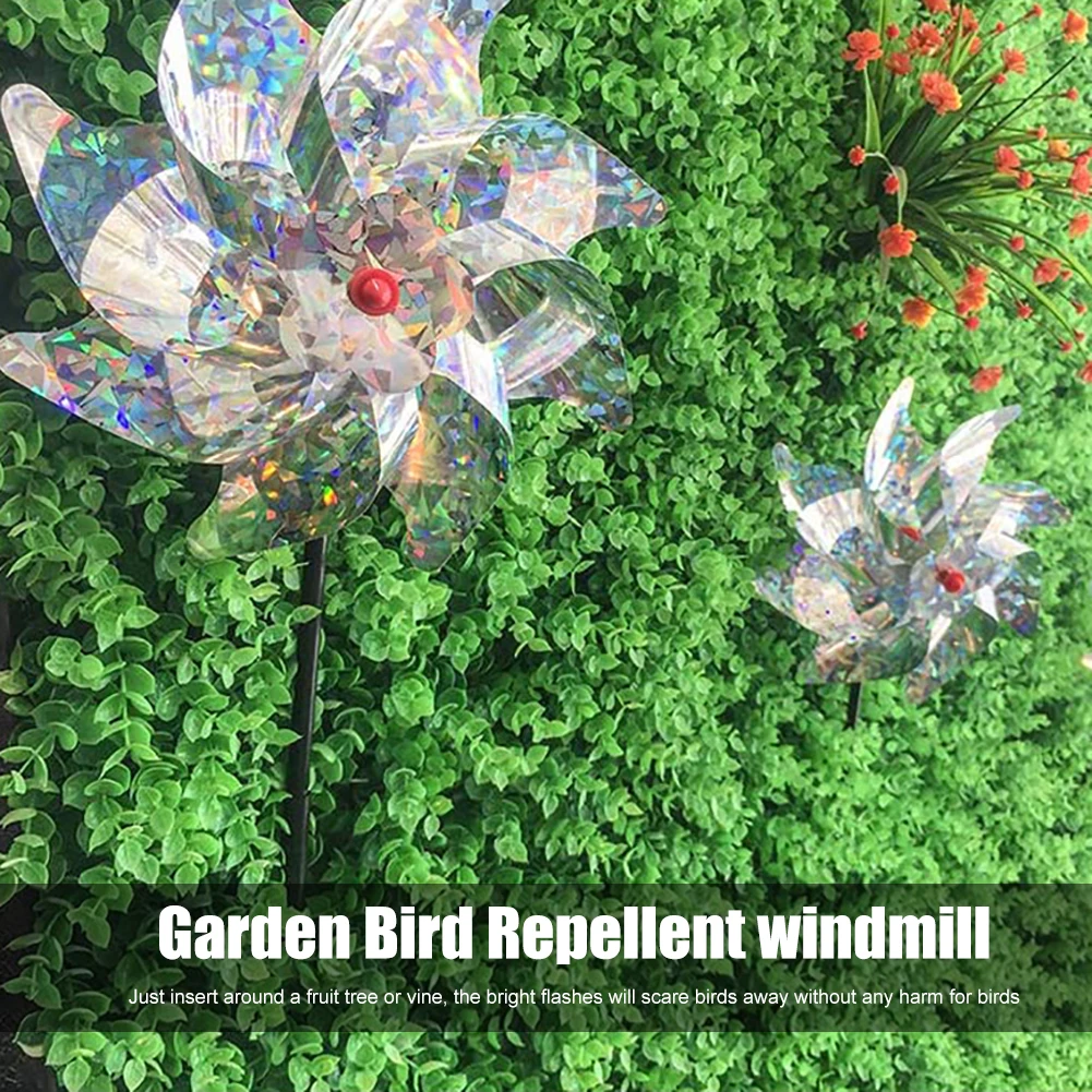 10Pcs Ptica Repeller Pinwheel Reflektivni Zaščito Obrat Vrtu Cvet Ptica Repelenti Vetrnica Vrtni Okras