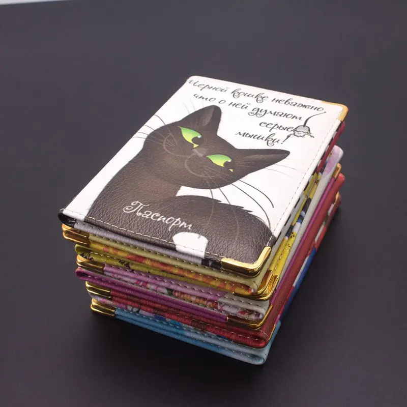 2019 ruske risanke mačka potni list kritje za ženske srčkan moda dokumentov za potovanje imetnika kartice moških vroče prodajo nove blagovne znamke kartic primeru