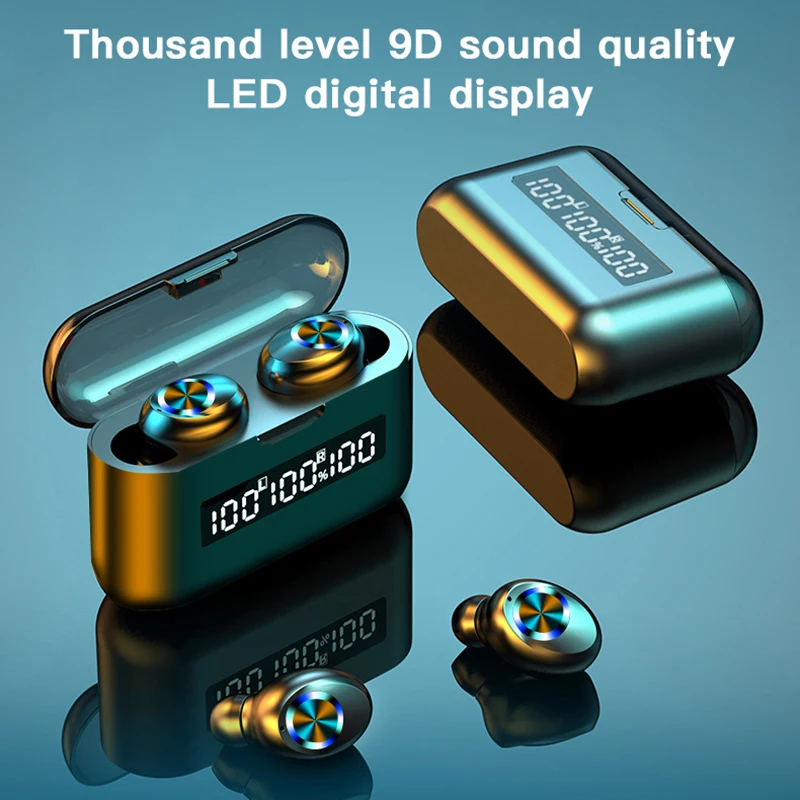 TWS Brezžični V5.0 Bluetooth Slušalke HD Stereo Slušalke Športne Vodotesne Slušalke Z Dvojno Mic in 2200mAh Baterija Polnjenje Cas