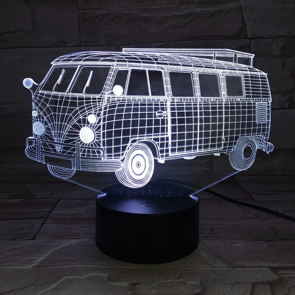3D Kampiranje Šolski Avtobus Luči LED Pisane Akril Lučka, kot Doma Okraski Luči Otroci Darilo Študent Predstavi