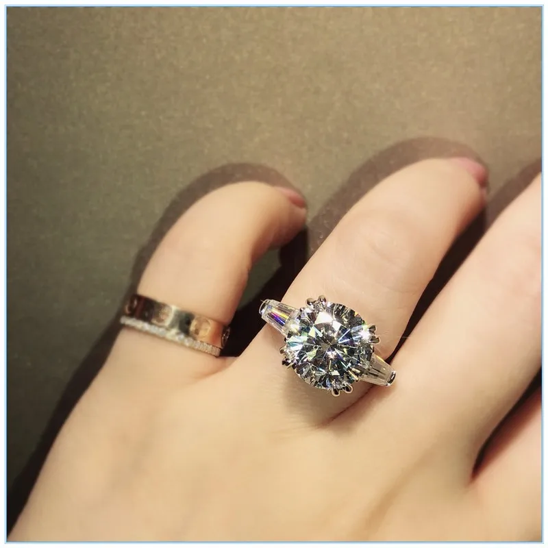 Choucong Solitaire Ring Krog cut 5ct diamond cz 925 Sterling Srebro Angažiranost, Poročni Bend, Obroči za ženske Stranka Nakit