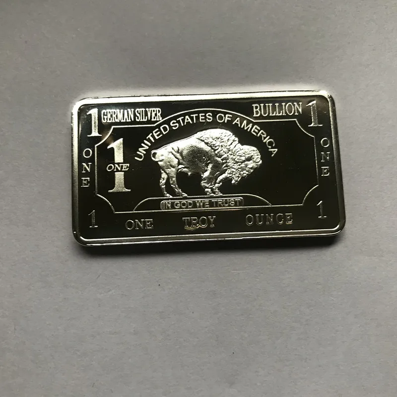100 kos nemagnetni Buffalo bar 1 OZ silver plated Yellow stone park živali ingot značko 50 mm x 28 mm zbirateljske palice
