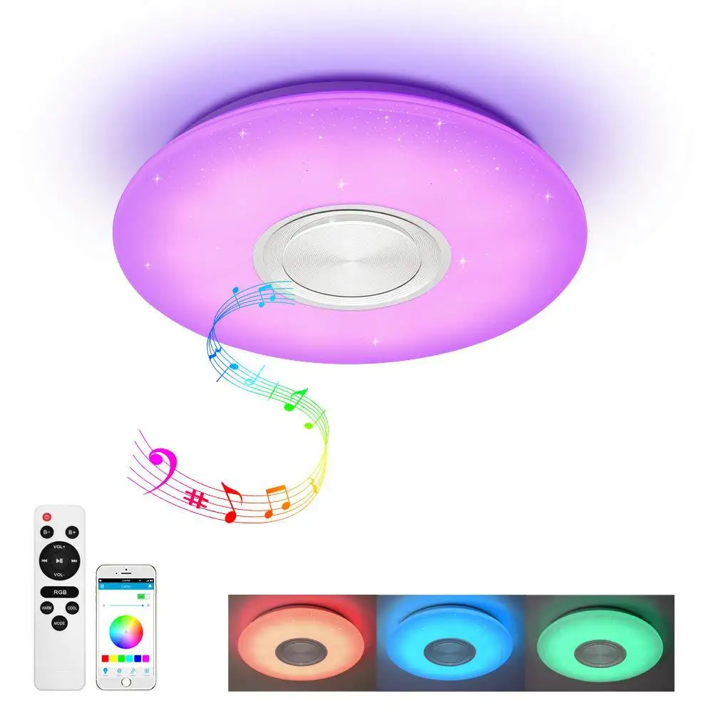 Nordijska RGB Stropna Luč za Spalnico, dnevno Sobo Stropna Svetilka z Bluetooth Zvočnik Zatemniti Barve Svetlobe Spalnica Razsvetljavo