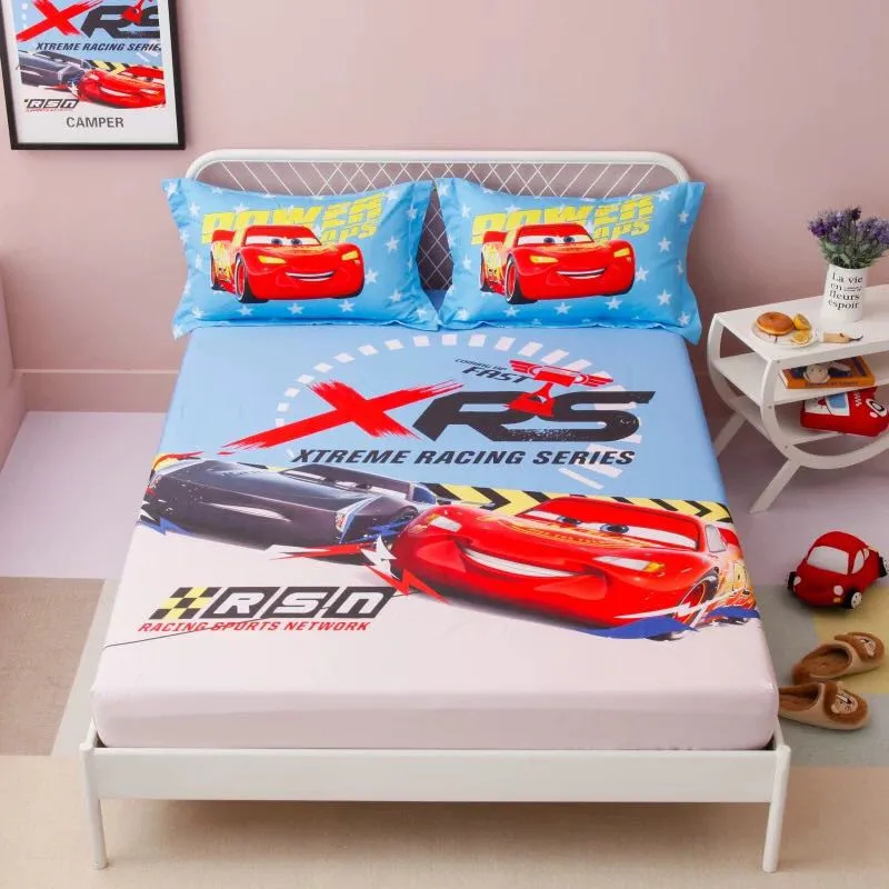 3D bombaž risanka posteljo stanja nastavite 3pc twin velikost McQueen avtomobili opremljeni stanja vzglavnik za otroke, spalnica, otroška eno kraljica kralj velikost