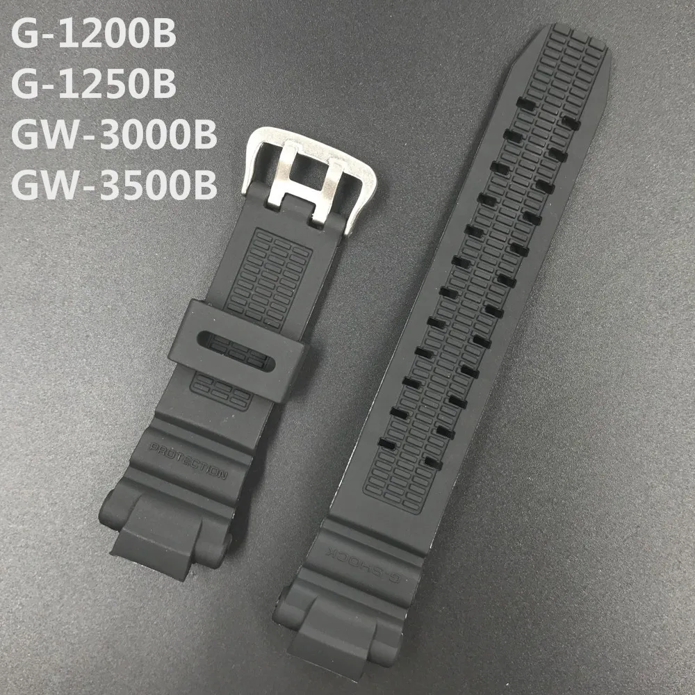 Watchband Za Casio GW-3500B GW-3000B GW-2000 Šport Gledam Band Črna Mehka Silikonska Guma Pin Sponke Trak za Človeka Zapestnica+Orodje