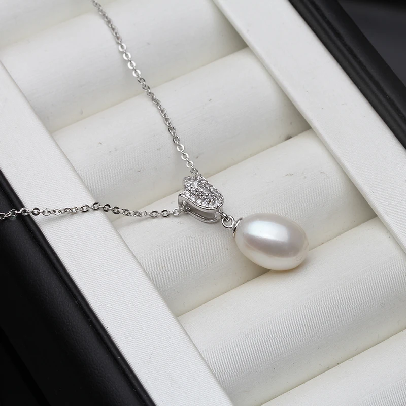 925 Sterling Silver Nova Ženska Moda Nakit Visoke Kakovosti Kristalno Cirkon Pearl Obesek Ogrlica, Dolžina 45 CM