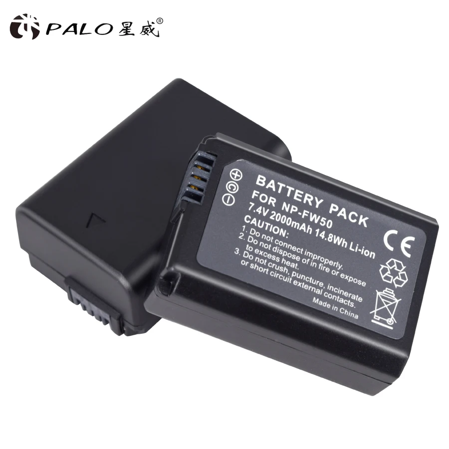 PALO 2Pcs 2000mAh NP-FW50 NP FW50 Baterijo Fotoaparata + LED USB Dvojni Polnilec za Sony Alpha a6500 a6300 a6000 a5000 a3000 NEX-3 a7R
