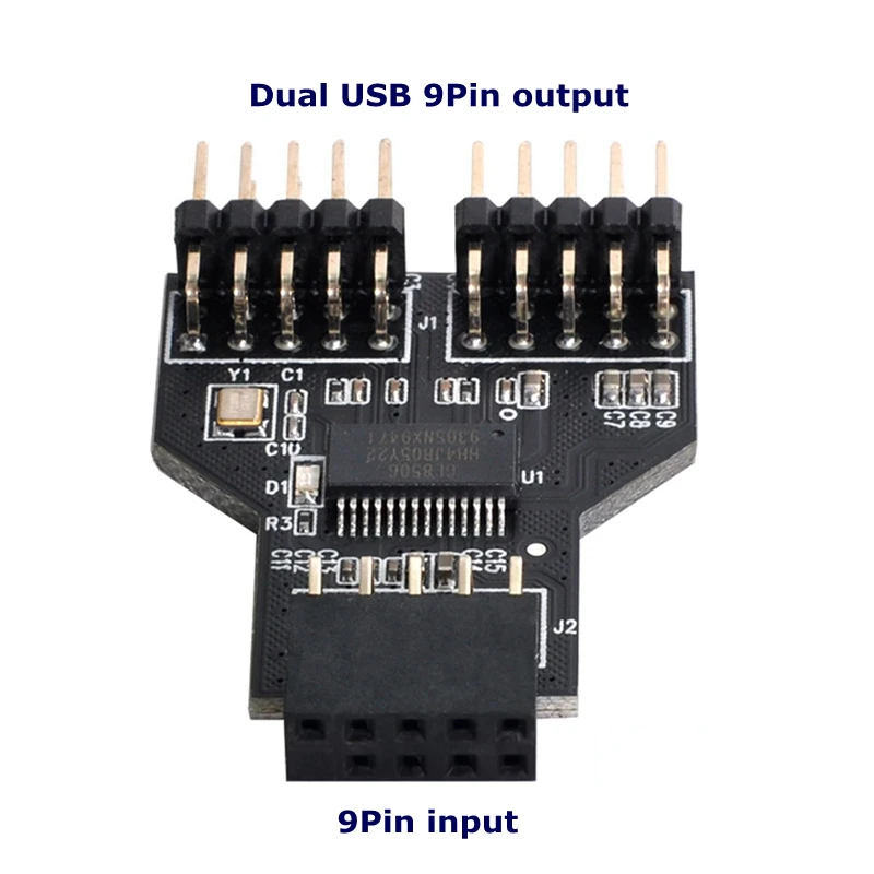 Matično ploščo USB 9Pin vmesnik priključek za ločevanje 1 do 2 širitev adapter 9-pin USB ZVEZDIŠČE USB 2.0 priključek za RGB Bluetooth