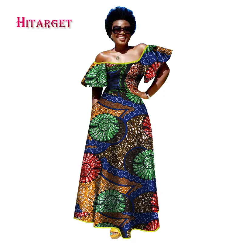 Hitarget 2020 Afriške Obleke za Ženske Tiskanja Splice Squar Ovratnik Dolgo Big Obleke Dashiki Tradicionalnih Afriških Oblačila WY2336
