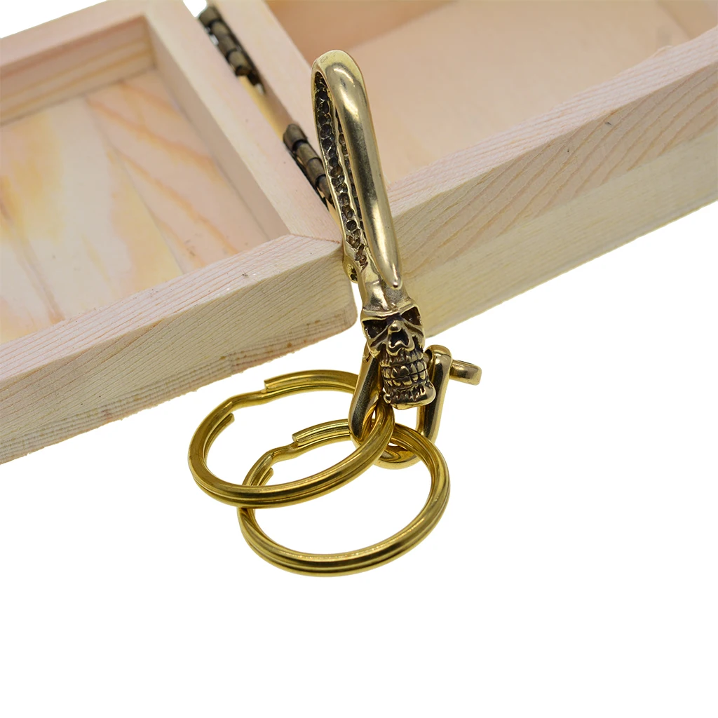 Trdni Brass Lobanje Ključnih Verige Key Ring Kavelj Posnetek Fob Biker Zaponko Sopihanje Verige