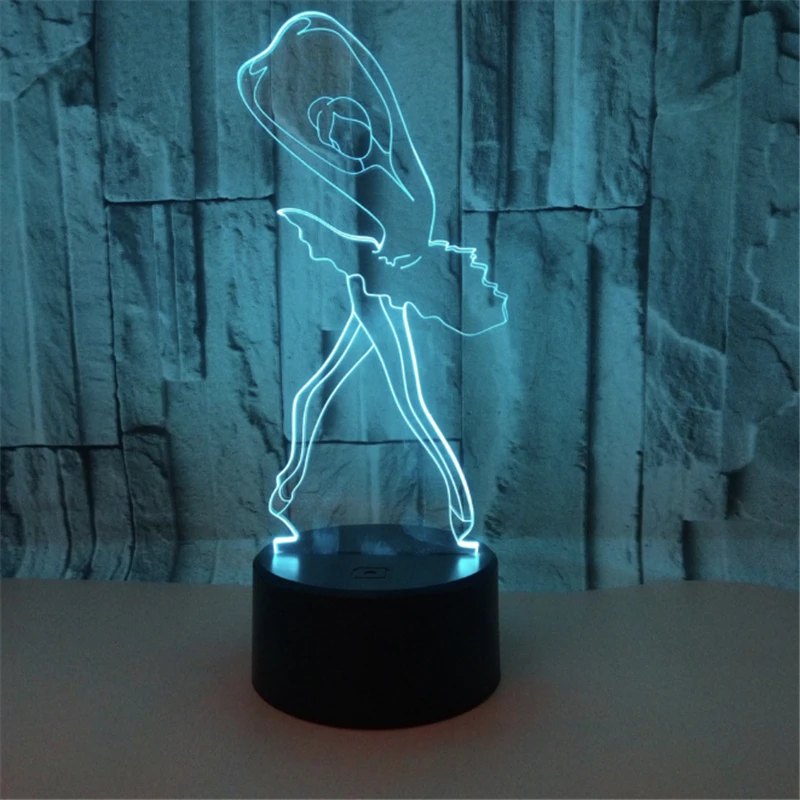 Baletni Plesalec 3D Lučka Noč Novost Illusion Art Noč Svetlobe LED Balerina namizne Svetilke Domačo Razsvetljavo Dekor luminaria Prijatelj Darilo