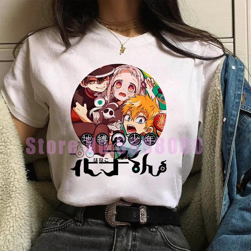 Kawaii Japonski Anime Wc Zavezuje Hanako Kun majica s kratkimi rokavi ženske Jibaku Shounen T-shirt srčkan Hladilnik Mokke T-majica Lady Grafika Vrhovi