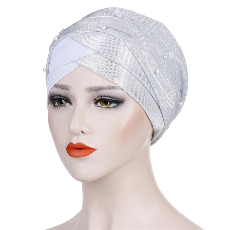 Islamska headscarf bonnet Muslimanske ženske beading turban hidžab kape indija 3 gub turban šal femme musulman turbante mujer