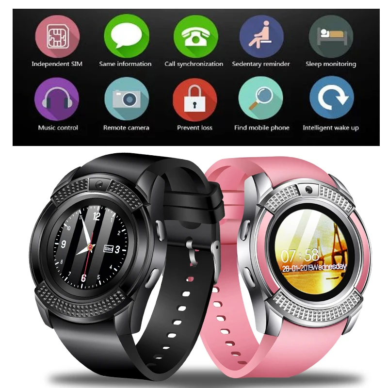 LIGE Nov modni Pametno Gledati Moške Gledajo Podpora Kamere Bluetooth Kartica SIM TF Kartice Smartwatch za Android ios Nekaj Watch + Box