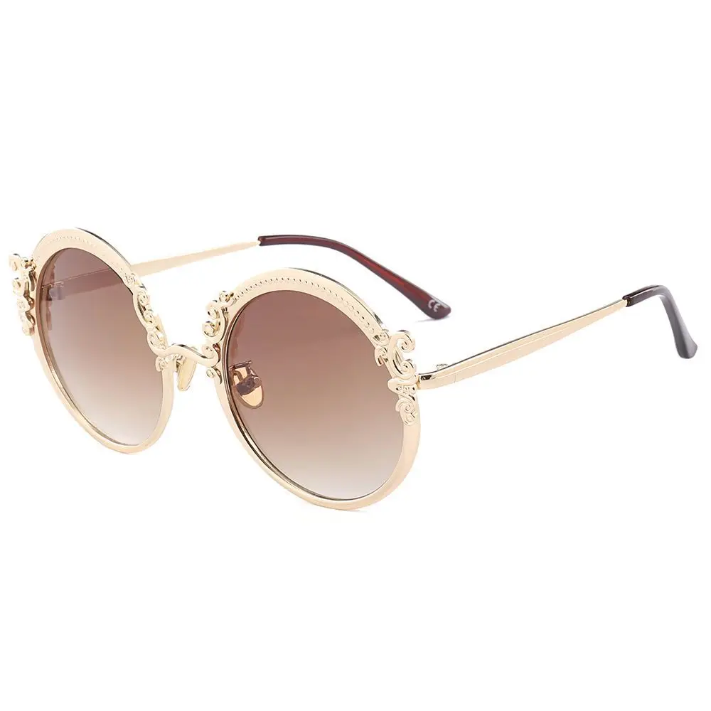 Sončna očala za ženske blagovne znamke oblikovalec Retro dekoracijo krog oculos Steampunk Kovinski Okvir lunette Visoke Kakovosti Roza UV400