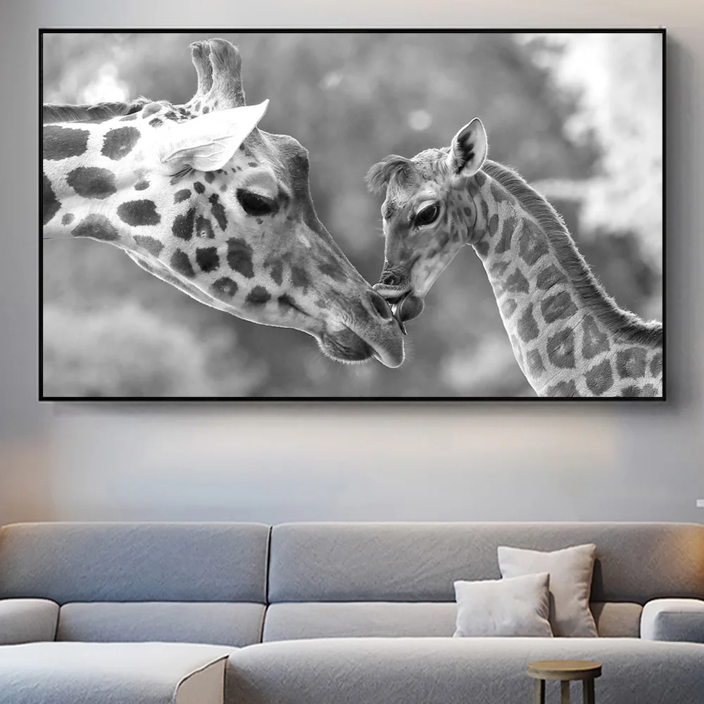 Sodobne Art Dekor Mater In Otroka Žirafa Živali Platno Slikarstvo Na Wall Art Plakat In Natisne Sliko Za Dnevno Sobo Cuadros