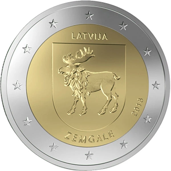 Latvija 2018 Zgodovinski Okrožje Zemger 2 Euro Pravi Original Kovancev Res Euro Zbirka Priložnostni Kovanec Je Unc