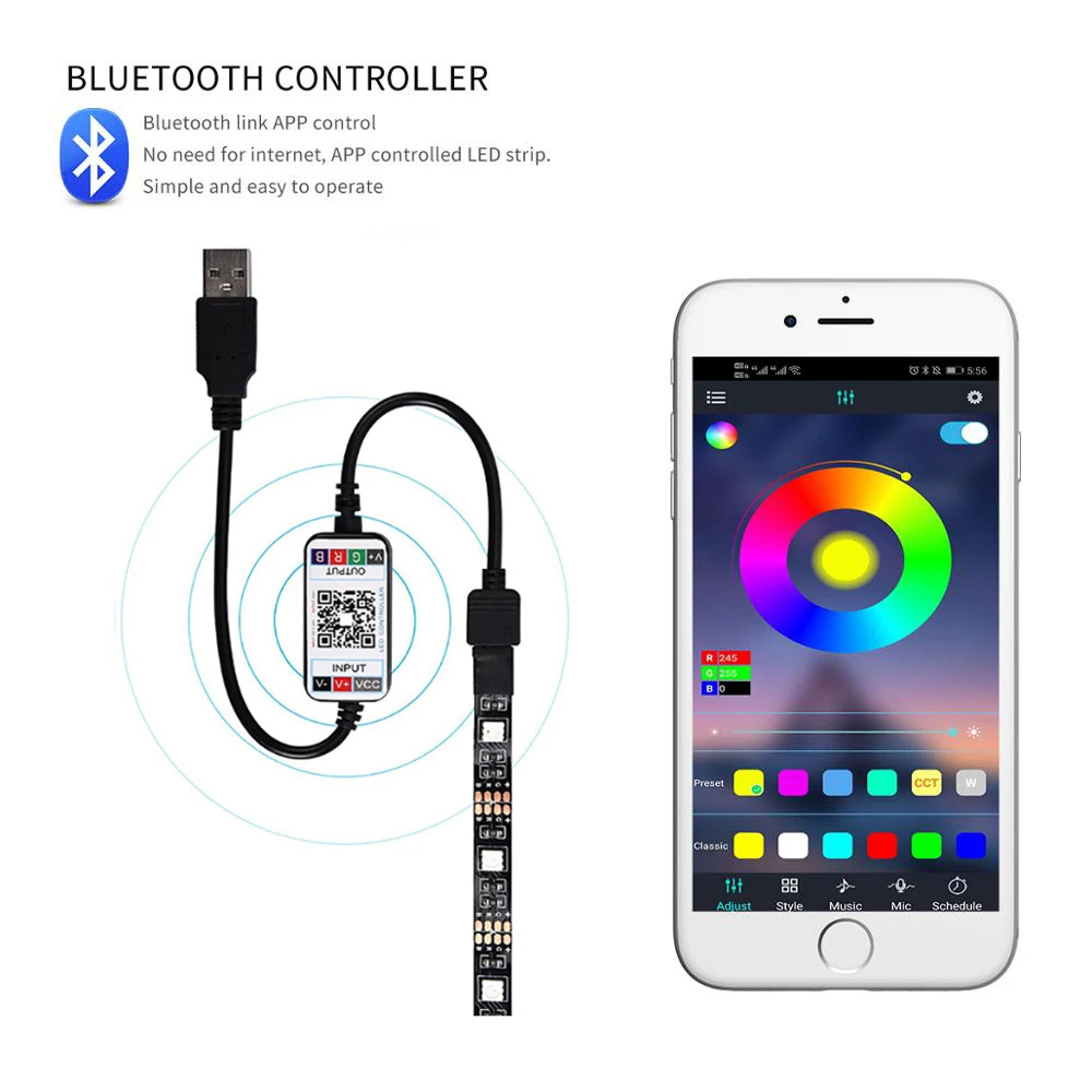 10M Bluetooth Iuces RGB 5050 SMD LED Trakovi Luči USB Led Trak Soba Dekor Led Luči Trak Spalnica TV Osvetlitev Razsvetljava