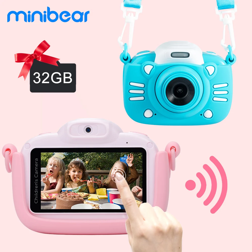 Minibear Otrok Fotoaparat Za Otroke Digitalni Fotoaparat Za Otroke 1080P HD 4K Video Kamere Igrača Za Otroke Rojstni dan Darilo Za Dekle Fantje