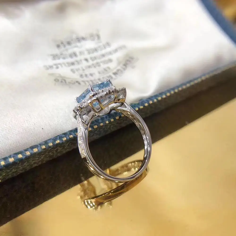 KJJEAXCMY fine nakit 925 sterling srebro vdelan naravnih Akvamarin nov Ženski prstan luksuzni Podporo Zaznavanja