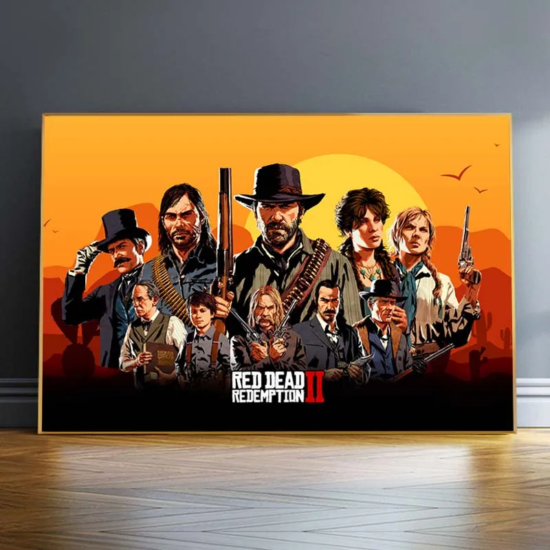 Filmski Plakati Red Dead Redemption 2 Olje na Platno, Slike, Plakate in grafike Wall Art Fotografije, za Domači Dnevni Sobi Brez Okvirja