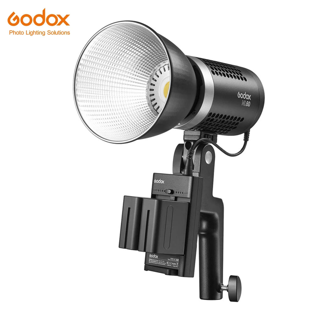 Godox ML60 60 W LED Luči Tihi Način Prenosni Svetlosti zaslona Podporo Li-ion z NAPAJALNIK za na Prostem LED Luči