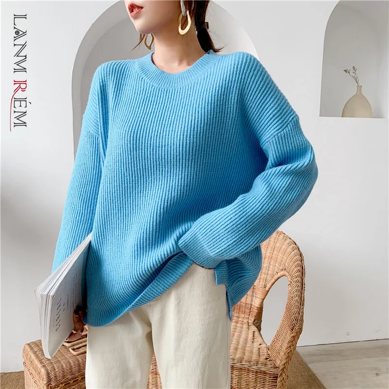 LANMREM jeseni in pozimi Novi korejski elegantna pulover ženske osnovna debel vse-tekmo kintted vrhovi za ženske oversize O-vratu YJ971