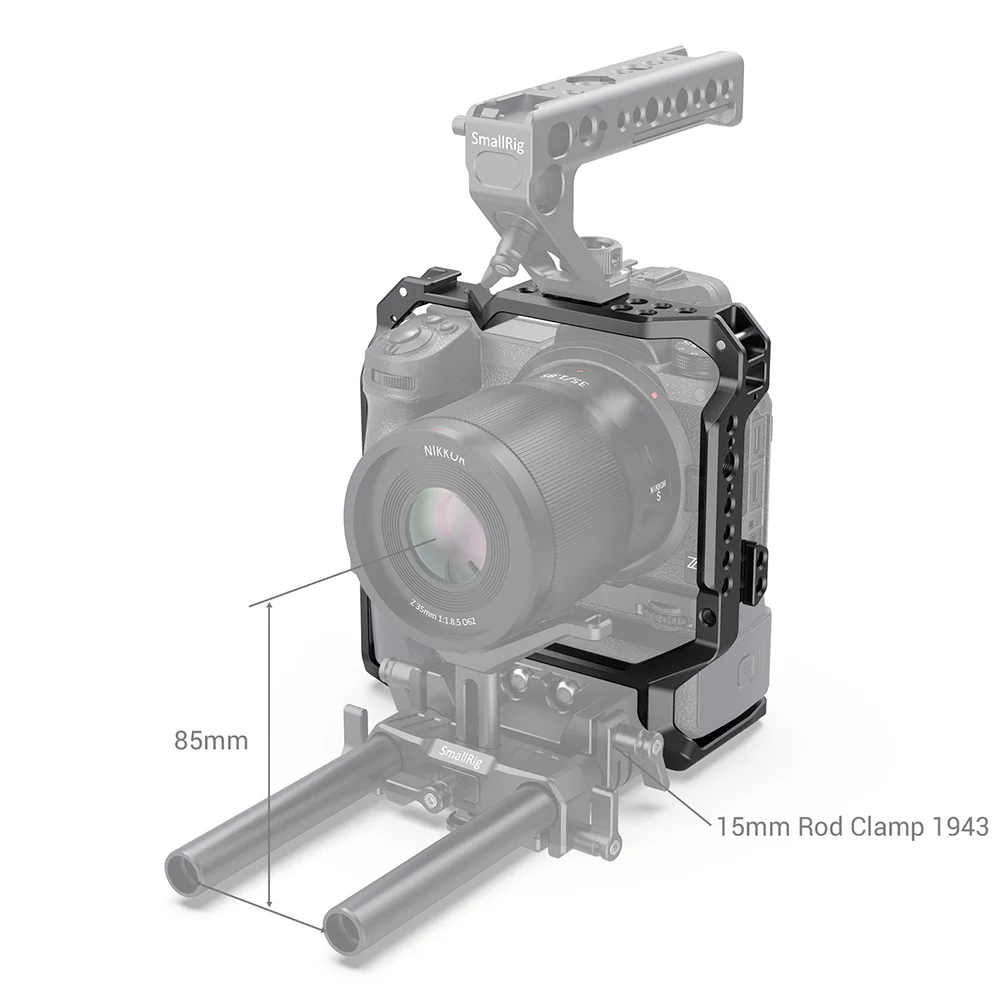 SmallRig Z6 Fotoaparat Kletko za Nikon Z6/Z7 z MB-N10 Battery Grip Funkcija Nato Železniškega Čevelj držalo Za Mikrofon DIY Možnosti 2882