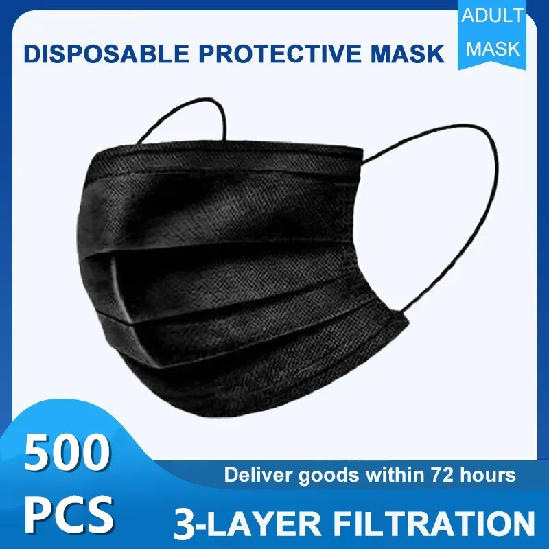 Hitra dostava 500 Kos Razpoložljivi masko Usta Masko Non-woven Melt Blown 3-layer Mascarilla Držalo, Obraz, Usta Maske