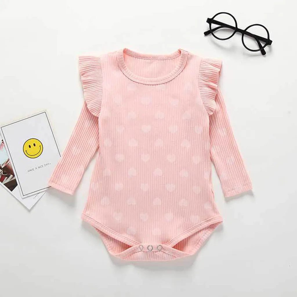 Malčka Baby Dekle Ruffles Otroci Novorojenčka Srce Ruched Obleka, Športna Oblačila Baby Bodysuit Oblačila Infantil Oblačila Kostum 2020
