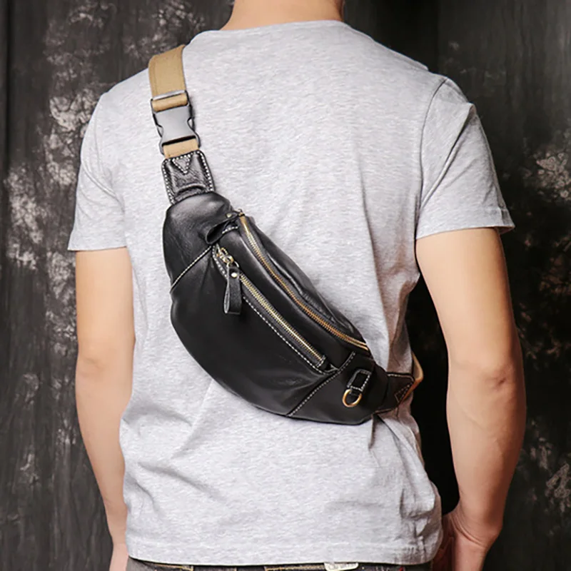 AETOO Usnja moške vrečko, multi-funkcijske moške prsi vrečko, cowhide torbici, mehko usnje, eno-ramo mobilni telefon vrečko.