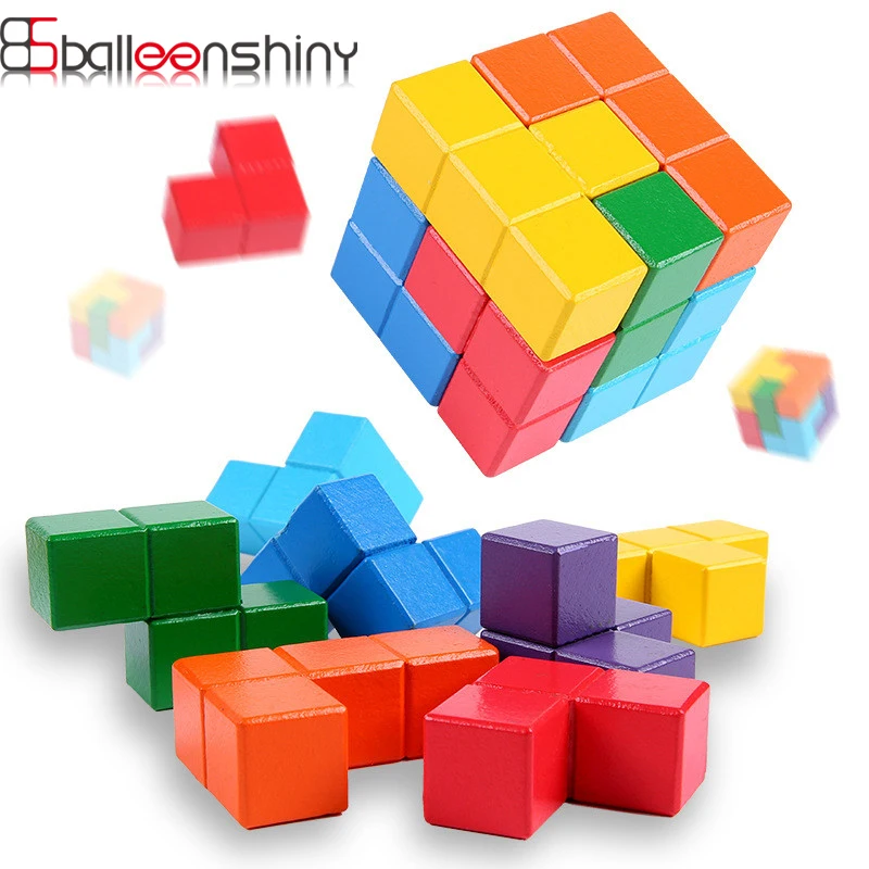 BalleenShiny Otroške Igrače DIY 3D Sestavljanke Jigsaw Otroci Igrače Kocka Magic Baby Začetku Izobraževalne Lesene Igrače Za Otroke Montessori Darilo