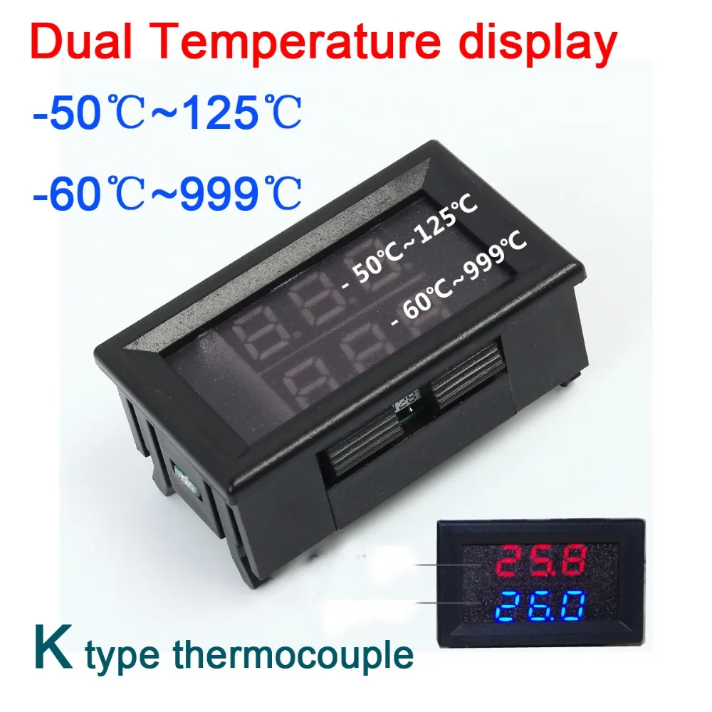 K-tip termočlen Termometer -60C - +999C 999F Digitalni LED nadzorovanja Temperature Merilnik prikaže Celzija/ Fahrenheit TEMP 12V 24V