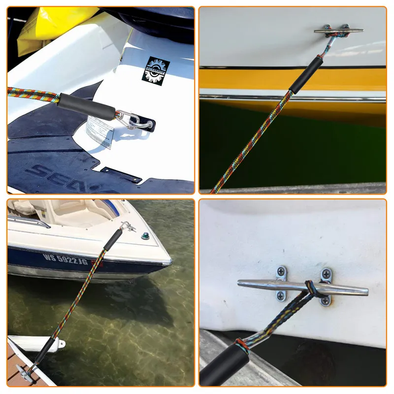 Vrh Bungee Dock Line Raztegljiva za Kajak, Jet Ski, Morske s Peno Float posnetek iz Nerjavečega jekla za čoln dock vrv 4 m 5 m 6 m