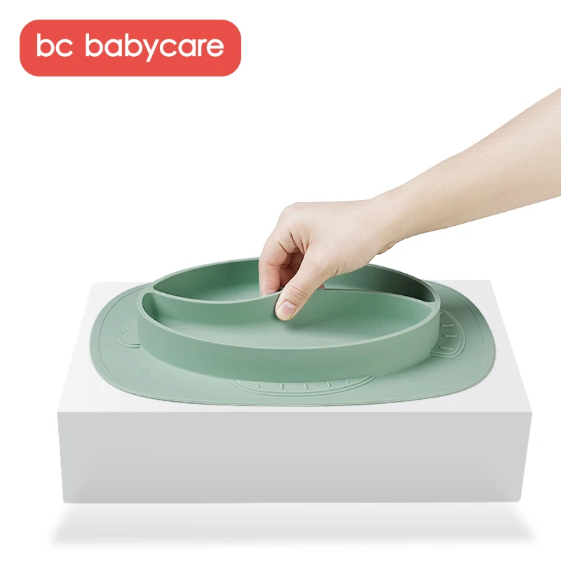 BC Babycare Enega Kosa Silikonski Sesalna Toddlers Placemat Ploščo Razdeljena Baby Hranjenje Pladenj in Jed 3-Predel Ploščo za Otroke