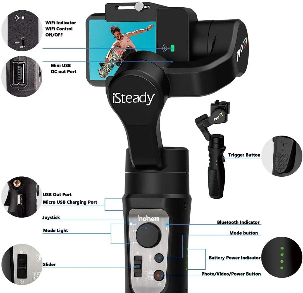 Hohem iSteady Pro 3 3-Osni Gimbal Stabilizator za GoPro 8 delovanje Fotoaparata Ročni Gimbal za Gopro Hero 8,7,6,5,4,3, Osmo Dejanje