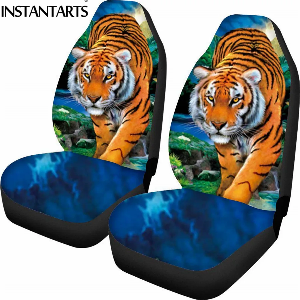INSTANTARTS Leopard, Tiger 3D Tiskanje Spredaj Sedežnih prevlek Za Avtomobile Universal Animal Vzorec Avtomobilov Sedežne Blazine Auto Sedež Zaščitnik