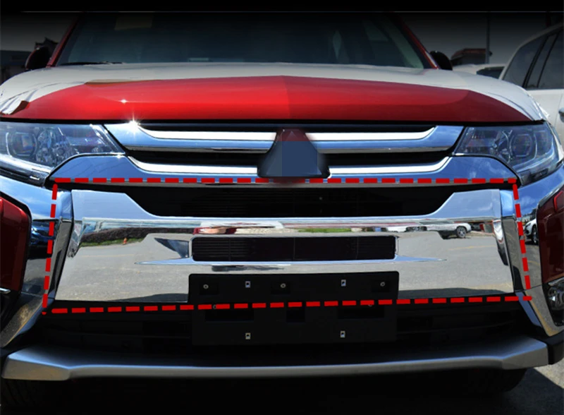 Za Mitsubishi Outlander obdobje 2013-2018 ABS Chrome Vlaken Sprednja Maska Kritje Trim Dekoracijo Auto Dodatki Zunanjost 1pcs/set