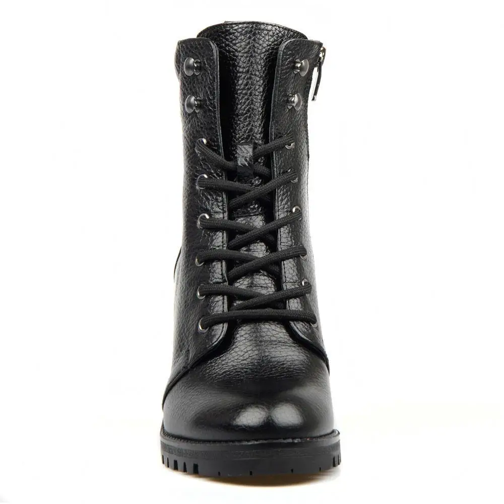 FootCourt - Črni Škornji Nove Jesensko Zimski Škornji Pravega Usnja Visoke Pete Čipke Gothic Čevlji Punk Čevlji Vintage moda