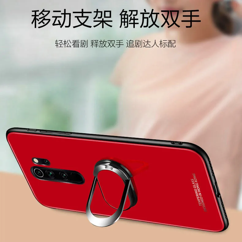Za Xiaomi Redmi Opomba 8 Pro Primeru Težko Kaljeno Steklo S Stojalom Obroč Magnet Zaščito Hrbtni Pokrovček Primeru za xiaomi redmi opomba 8 9S