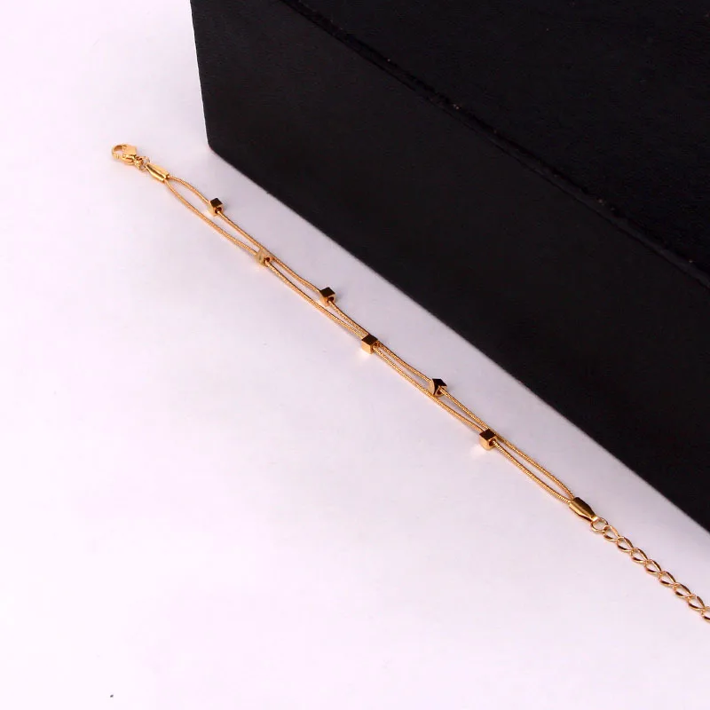 Moda Kvadratnih Dve Plasti Kača Verige 18 cm+5 cm Nastavljiv Verižice Ženske, Ženski, iz Nerjavnega Jekla, Zlata Barva Verižice
