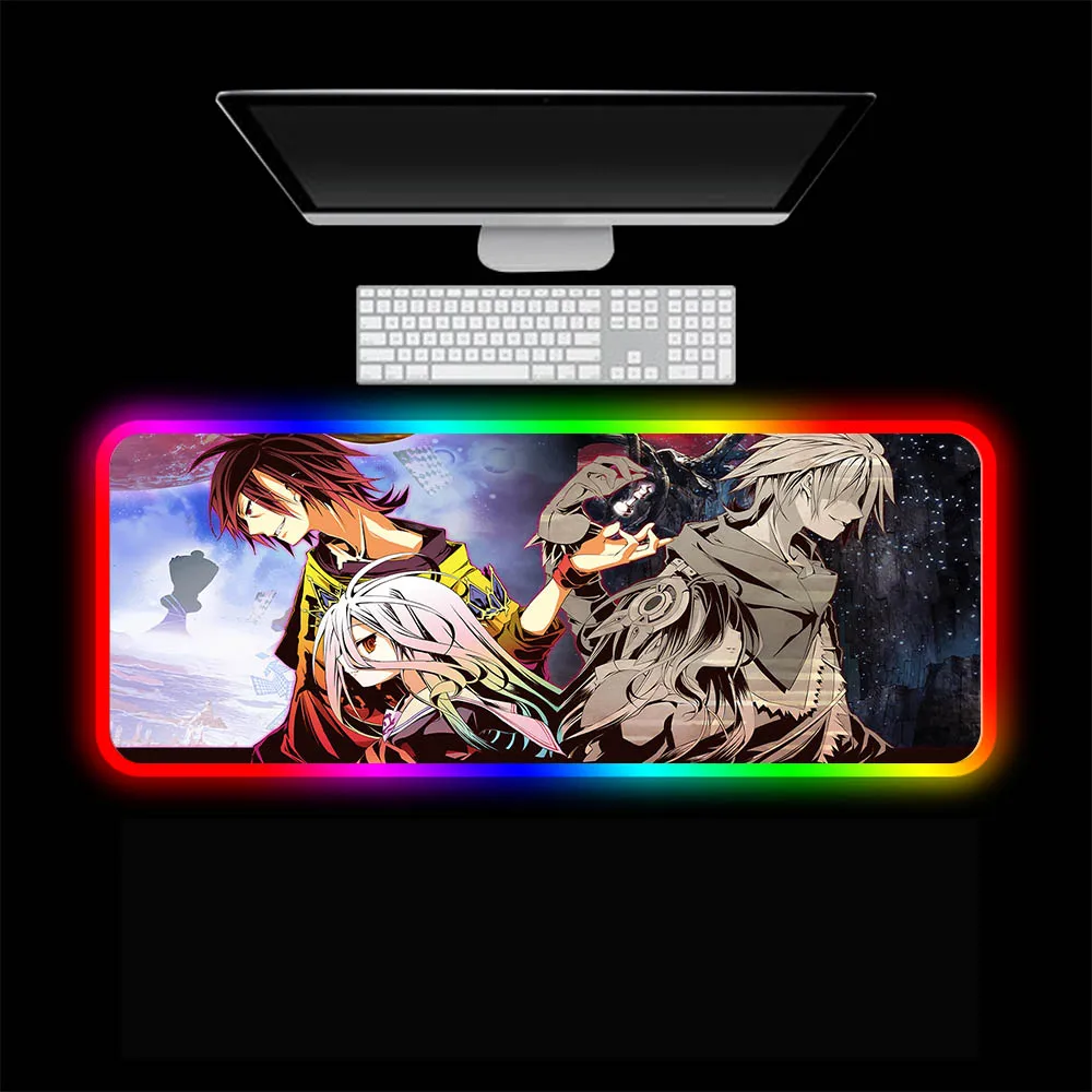 XGZ Fondo De Pantalla Ne Igra Nobene Življenje Anime Mouse Pad RGB Laptop Desk Pad PC Igre Pribor LED Osvetlitvijo Micemat Mousepad XXL