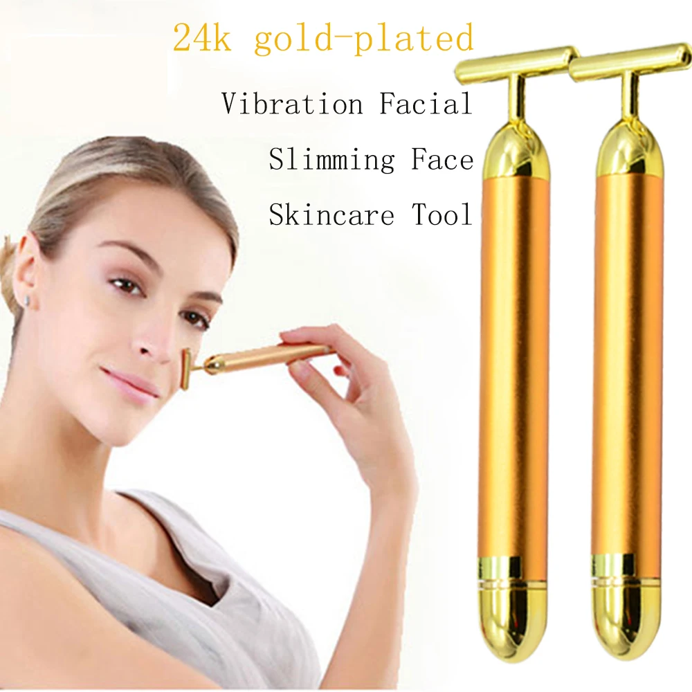 24k Gold Vibracije Obraza Hujšanje Obraz Lepote Bar Impulz, Učvrstitev Obraza Roller Massager Dvigalo Kože Zaostrovanje Gubam Stick