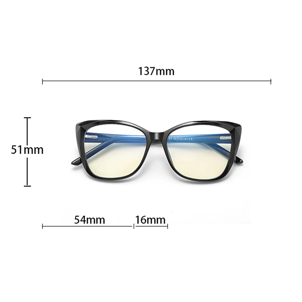 Peekaboo tr90 računalnik očala proti blue zaščito za oči, črna pregleden mačka oči, očala na recept ženska acetat