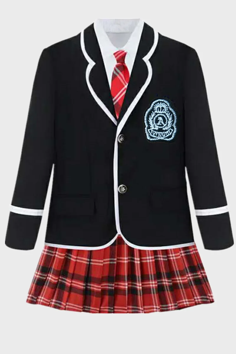 2020 Otroci Teens Japonski Anime Cosplay Študentov Kostum za Dekleta Britanski Stil Šolsko Uniformo Suknjič s Srajco, Kravato Mini Krilo Set