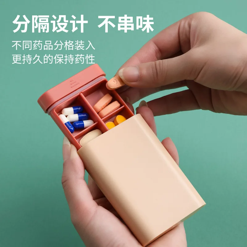 Snailhouse Prenosni Mini Tabletke Polje Potovanja Prostor za Shranjevanje Prenosni Majhne Tabletke Polje ABS Silikonsko Tesnilo Šest Prostor Pill Box