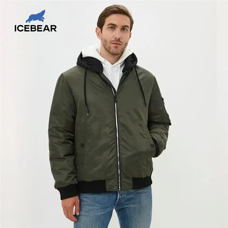 ICEbear 2020 pozimi moška jakna priložnostne hooded suknjič nov modni bombaž plašč znamke moški blagovno znamko oblačil MWD20875I
