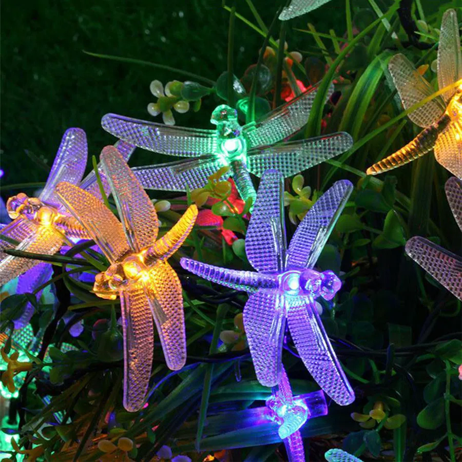 Thrisdar 20/30 LED Dragonfly Sončne Pravljice Niz LED Svetlobo na Prostem Vrt Dragonfly LED Niz Garland Stranka Božič Luči